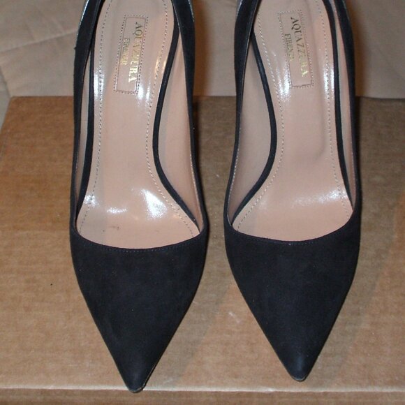 Aquazzura Florence Black Stilettos with silver trim and bows - Size 37 (6.5) - Picture 1 of 4